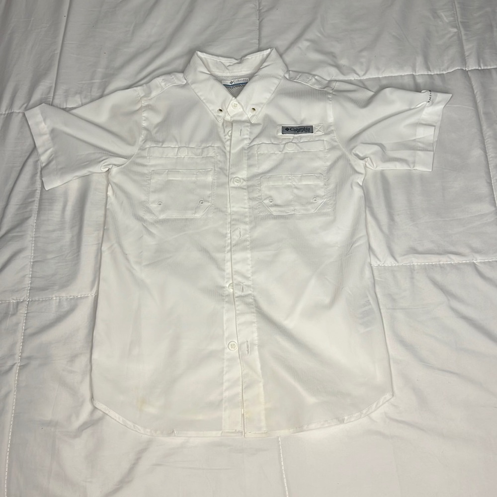 Boys White Columbia Shirt